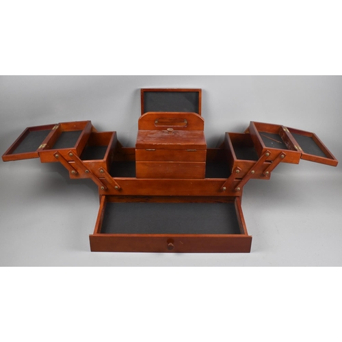 244 - A Mid 20th Century Cantilevered Sewing Box, Condition issues to Veneer, 45.5cms Wide