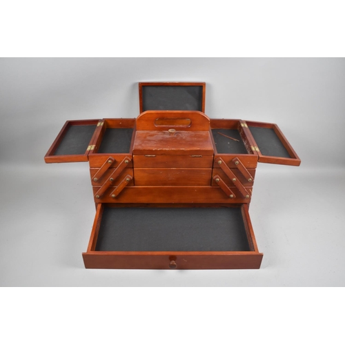 244 - A Mid 20th Century Cantilevered Sewing Box, Condition issues to Veneer, 45.5cms Wide