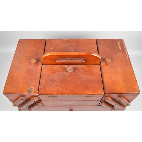 244 - A Mid 20th Century Cantilevered Sewing Box, Condition issues to Veneer, 45.5cms Wide