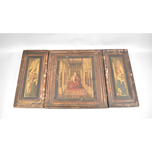 253 - A Reproduction Italian Neo- Renaissance Triptych Icon, 36.5x40cms When Closed