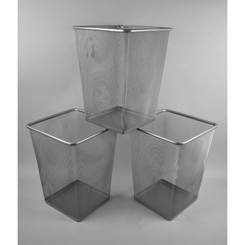 271 - A Set of Three Metal Square Waste Bins of Tapering Form, 27cms