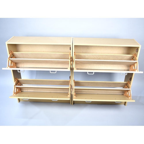 275 - A Pair of Modern Two Section Shoe Cabinets with Pull Front Stores, 75cms Wide