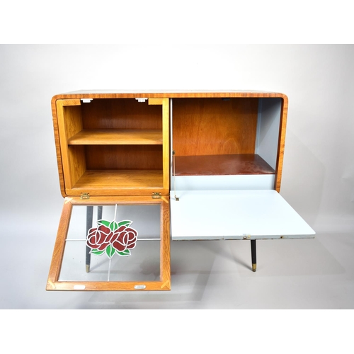 276 - A Mid 20th Century Cocktail Cabinet with Replacement Glazed Door to Glass Cupboards, 93cms Wide