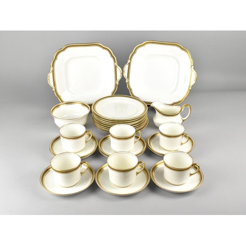 310 - An Early 20th Century Aynsley Black and Gilt Greek Trim Tea Set to Comprise Six Cups, Nine Saucers, ... 