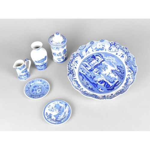 318 - Five Pieces of Blue and White Spode to Comprise Italian Pattern Scallop Edged Shallow Bowl, Miniatur... 