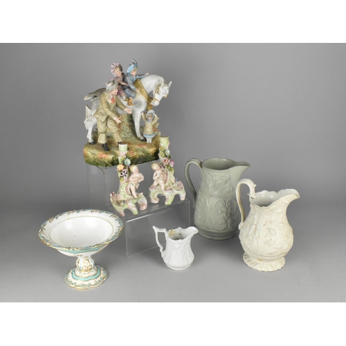 329 - A Collection of Various 19th/20th Century Ceramics to Comprise Large Bisque Porcelain Figural Group ... 