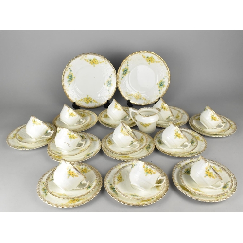 334 - A Floral Decorated Edwardian Tea Set to Comprise Two Cake Plates, Eleven Cup, Twelve Saucers, Side P... 