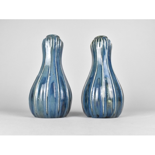 388 - A Pair of Royal Doulton Lambeth (Francis Pope) Vases of Reeded Gourd Form, Shape No. 7934, Impressed... 