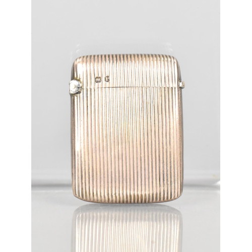 404 - A Small Silver Vesta Case with Ribbed Body by John Millward Banks, Chester Hallmark, 23g, 4.3cm high