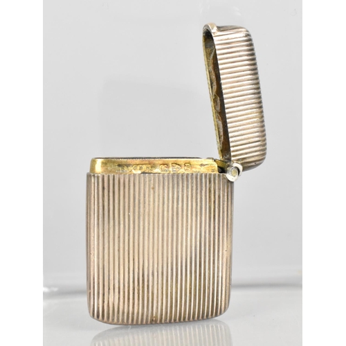 404 - A Small Silver Vesta Case with Ribbed Body by John Millward Banks, Chester Hallmark, 23g, 4.3cm high