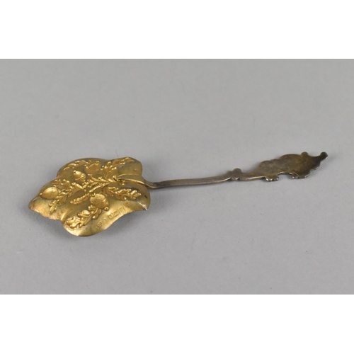 419 - A Pretty Edwardian Silver Spoon by A J Bailey Having Oak Leaf Shaped Parcel Gilt Bowl with Acorn Rep... 