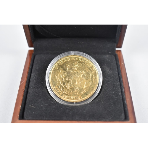 423 - A Gold Plated £5 Coin, St.George and The Dragon Tristan Da Cunha, with Certificate