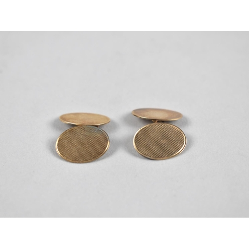 433 - A Pair of Cased 9ct Gold Cufflinks, Oval Panels Measuring 16mm by 11.5mm, One Side with Machine Turn... 