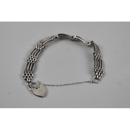 442 - A Silver Four Bar Gate Link Bracelet, Marked for WJS, Birmingham