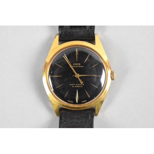 450 - A Vintage Oris Gold Plated Wrist Watch, Mechanical Movement, Case 34mm, Currently Ticking