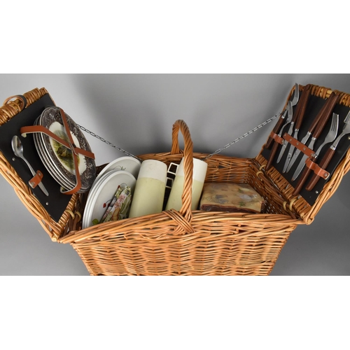 522 - A Wicker Picnic Basket and Contents, 51cm wide