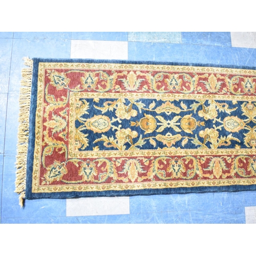 539 - A Modern Patterned Runner on Blue Ground, 230x70cm