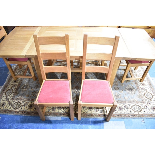 547 - A Modern Drawer Leaf Dining Table and Six Ladder Back Chairs,Table Extends to 237x90cm