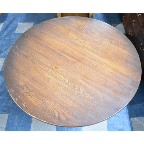 557 - A Mid 20th Century Oak Breakfast or Dining Table on Carved Bulbous Support, 123cm Diameter