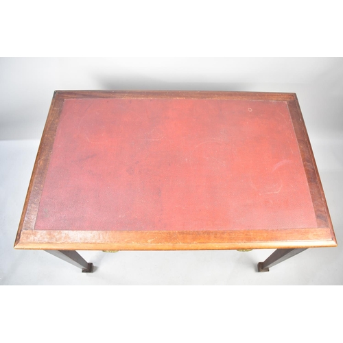 558 - An Modern Reproduction Mahogany Side or Writing Table with Rexine Top and Two Drawers Under, Taperin... 