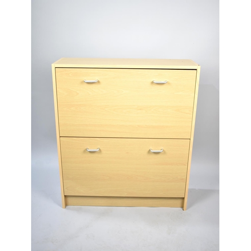 576 - A Modern Two Shelf Shoe Cabinet with Pull Down Front, 75cm wide