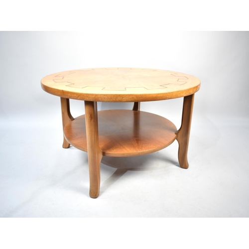 578 - A Modern Circular Coffee Table with Stretcher Shelf, 86cm diameter