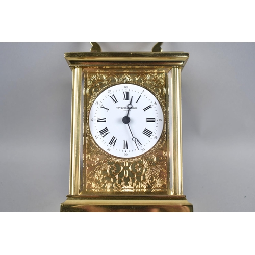 65 - A Modern Gilt Brass Carriage Clock with Battery Movement, 14cms High