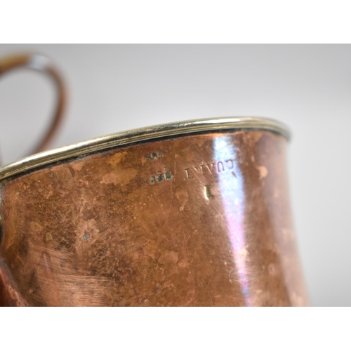 72 - A Pair of Early 19th Century Copper 1 Quart Measures, Base Plate Stamped Spalding and M, 15.5cms Hig... 