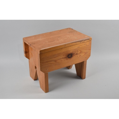 78 - A Modern Pine Lift Top Box Stool, 29.5cms Wide