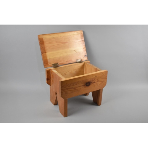 78 - A Modern Pine Lift Top Box Stool, 29.5cms Wide