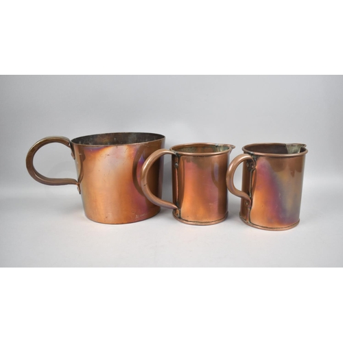 80 - A Collection of Three Victorian/Edwardian Copper Jugs