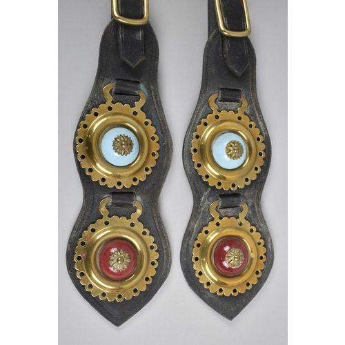 106 - A Pair of Ornamental Brass Mounted Leather Martingale Straps with Bullseye Brasses