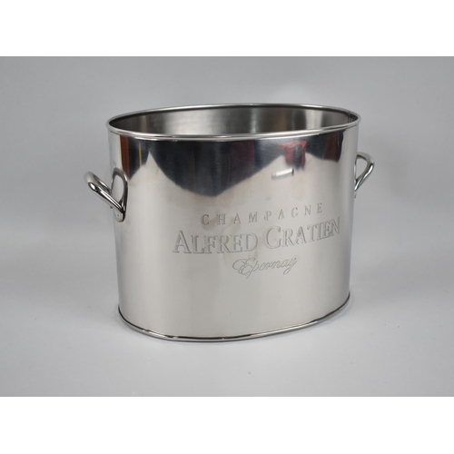 102 - A Two Handled Silver Plated Oval Champagne Cooler, 28cms Wide and 19cms High