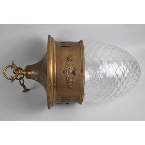 103 - A Nice Quality Brass and Glass Hall Light Fitting, 34cms High