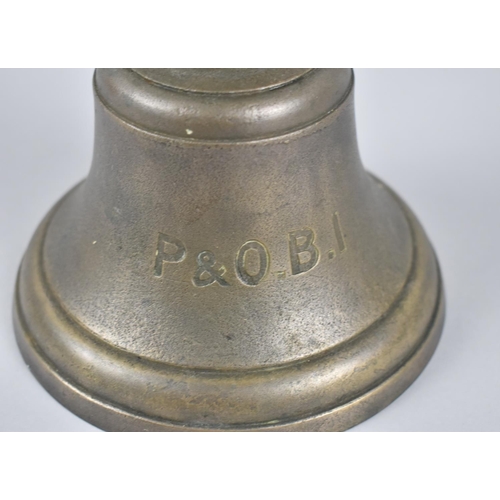 108 - A Wooden Handled Bell Inscribed P&O. B.I, 30cms High