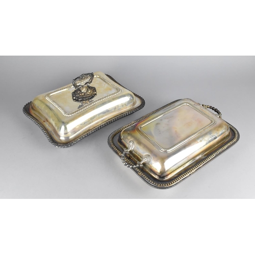 119 - Two Early/Mid 20th Century Silver Plated Entree Dishes, One with Removable Twist Off Handle