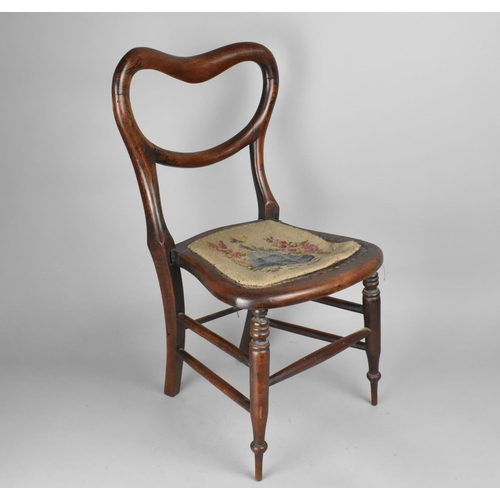 120 - A Late 19th/Early 20th Century Rosewood Childs Chair, Cane Seat Replaced with Tapestry