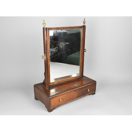 128 - A 19th Century Mahogany Swing Dressing table Mirror on Rectangular Plinth Base with Single Long Draw... 