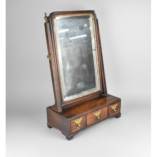 129 - A 19th Century Swing Dressing Table Mirror with Rectangular Plinth Base having One Long and Two Shor... 