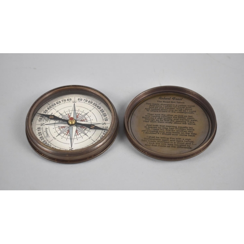 144 - A Reproduction Brass Circular Pocket Compass, The Lid Having 100 Year Calendar, 1957-2065, As Made b... 