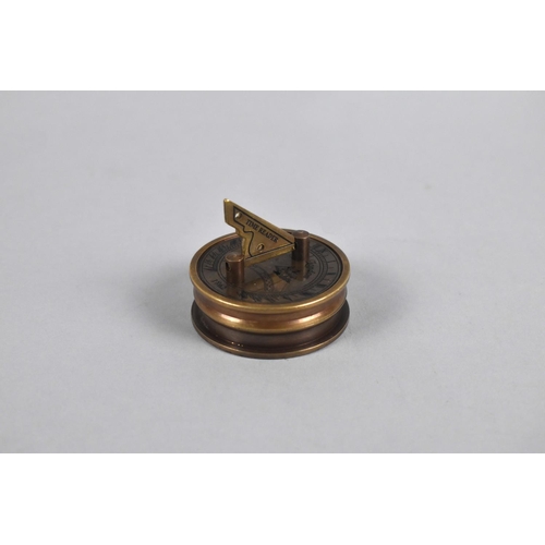 145 - A Small Reproduction Brass Combination Pocket Compass and Sundial as Made by Stanley of London, 5cms... 