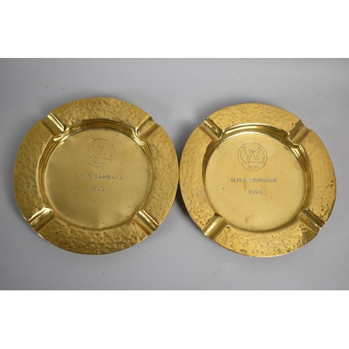 150 - A Pair of Brass Ashtrays Inscribed HMS Bambara 1944 (Naval Air Base in Sri Lanka)