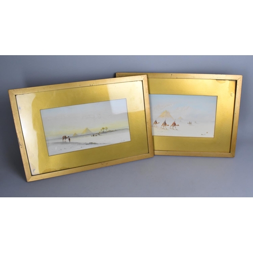 163 - A Pair of Late 19th/Early 20th Century Gilt Framed Watercolours, Middle Eastern Landscape with Camel... 