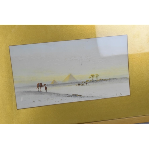 163 - A Pair of Late 19th/Early 20th Century Gilt Framed Watercolours, Middle Eastern Landscape with Camel... 