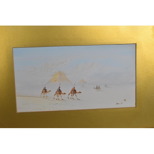 163 - A Pair of Late 19th/Early 20th Century Gilt Framed Watercolours, Middle Eastern Landscape with Camel... 