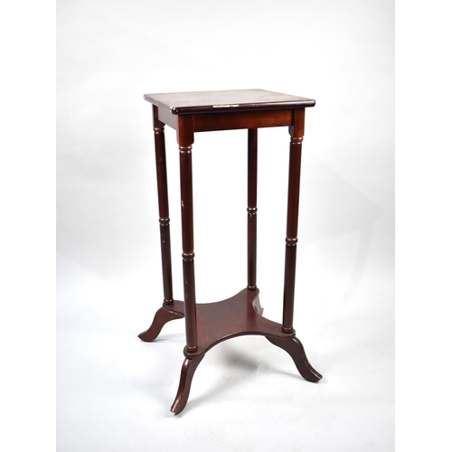 170 - A Modern Mahogany Effect Two Tier Stand, 35cms Square and 80cms High