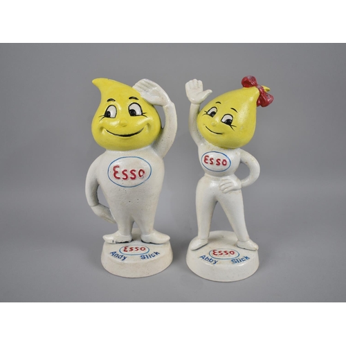 172 - A Pair of Reproduction Cold Painted Advertising Money Boxes for Esso, 24cms High