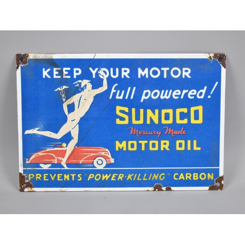 175 - A Reproduction Printed Enamel Style Sign for Sunoco Motor Oil, 30x20cms