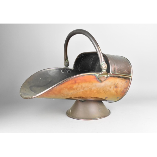 185 - A Late 19th Century Copper Helmet Shaped Coal Scuttle