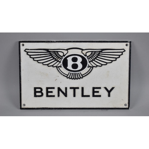 194 - A Reproduction Cold Painted Cast Metal Sign for Bentley, 30x18.5cms